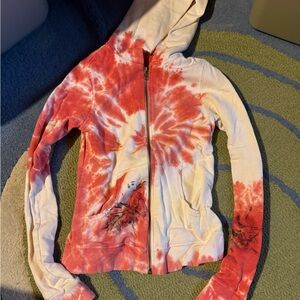 RARE GRAIL Tie-Dye Hooded Zip-Up Sweatshirt with Graphic